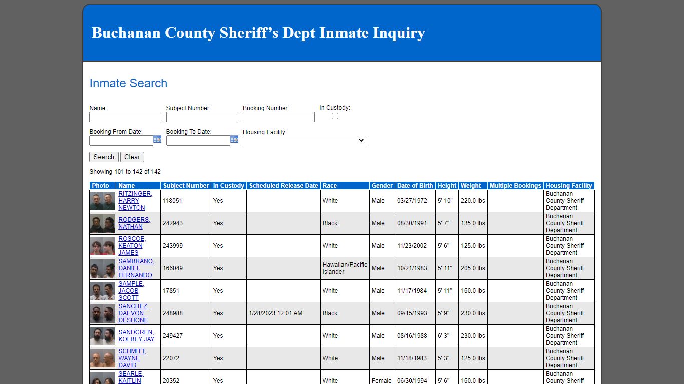 Inmate Search - Buchanan County, Missouri